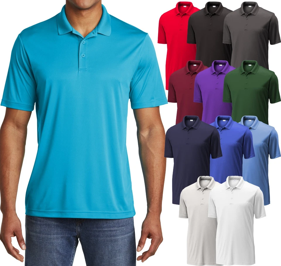 ST SPORTSWEAR Mens Polo Shirt Performance Dri Fit Moisture Wicking XS, S, M L XL 2XL 3XL, 4XL