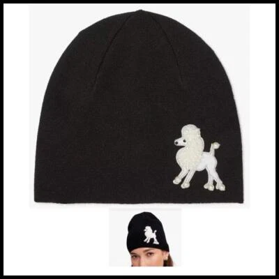 KATE SPADE POODLE EMBELLISHED BEANIE BLACK KS1004064 1 SIZE FITS MOST NWT $88 - Image 1 of 4