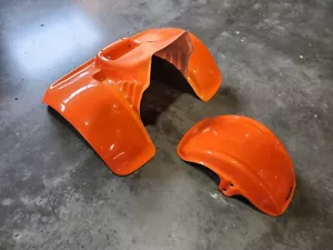 HONDA ATC70 78 - 85 PLASTIC ZEST ORANGE FRONT AND REAR FENDER SET PLASTICS - Bild 1 von 5