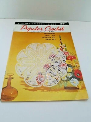 Vintage Lily Design Craft Book No 203 Popular Crochet Vanity Sets Buffet Sets  - Image 1 of 4