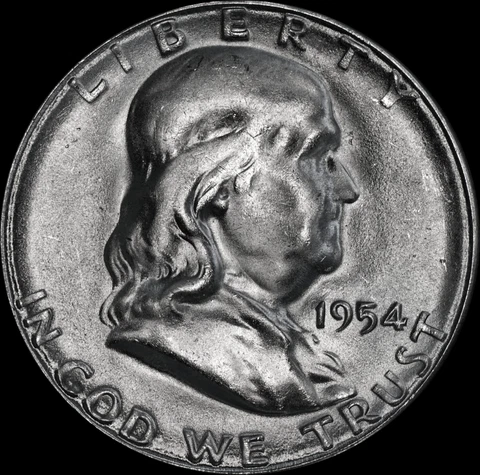 1954-S Franklin Half Dollar Silver  UNC, SoverS, Nice Strike, As Shown 707 Cover