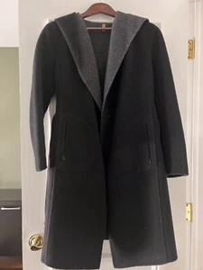NEW MACKAGE WOOL BLACK GRAY LIGHTWEIGHT REVERSIBLE HOODED COAT SIZE M - Picture 1 of 10