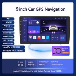 4GB RAM Double 2Din 9" Android 13 8 Core Car Stereo GPS Radio WiFi CarPlay DSP - Picture 1 of 13