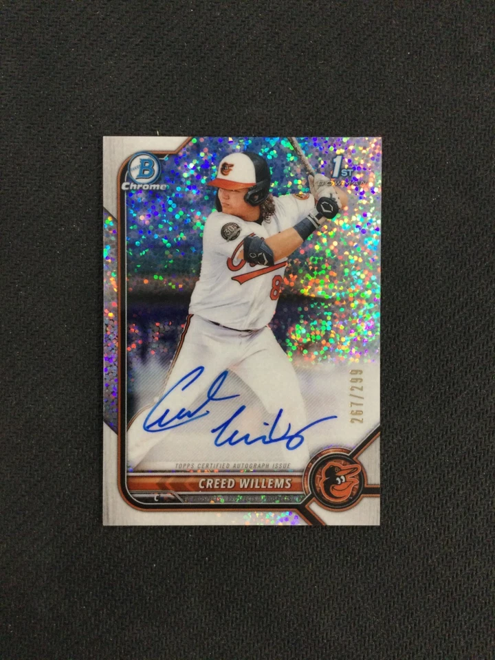 2022 Bowman Chrome Prospect #CPA-CW Creed Willems Auto Speckle Refractor /299 - Image 1 of 2