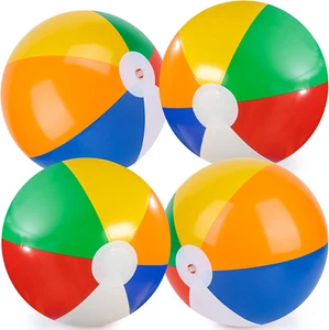4er Pack 16 Zoll Strandbälle, aufblasbar Regenbogen Schwimmbad Spielzeug für Sommer Wasser - Bild 1 von 7