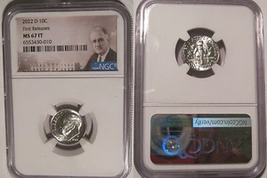 2022 D Roosevelt Dime 10c NGC MS 67 FT Full Torch FIRST RELEASES - Picture 1 of 2