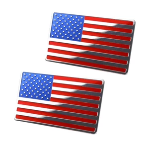 2x US American Flag 3D Emblem Car Trunk Motorcycle RV Scooter SUV Window Badge - Picture 1 of 7