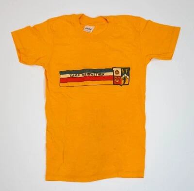 Camiseta vintage años 80 CAMP MERIWETHER talla S amarilla puntada única años 70 BOY SCOUTS Foto 1 de 4