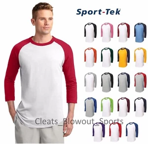 Sport-Tek T200 Colorblock Raglan 3/4 Sleeve T-Shirt Cotton Baseball Team Jersey - Picture 1 of 21