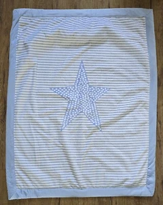 Just Born Blue Star Baby Blanket Gray White Stripe Dot Faux Fur - Picture 1 of 3