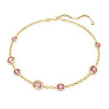 SWAROVSKI CRYSTAL IMBER ALL AROUND NECKLACE PINK/GOLD 5684239.NEW IN BOX