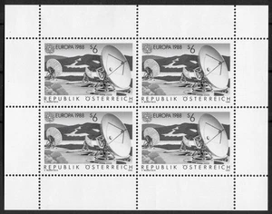 Austria Nº 1922 impresión negra bloque de cuatro nuevos Europa CEPT 1988 - Imagen 1 de 3