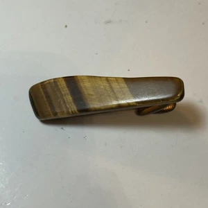 Vintage Genuine Tiger's Eye Natural Shape Tie Bar Tie Clip stone rock mineral - Picture 1 of 10