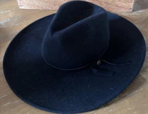 GOORIN BROS schwarzer Hut mit Schlappkrempe 100 % Wolle Fedora Größe M WM’s gebraucht, in einwandfreiem Zustand schön - Bild 1 von 6