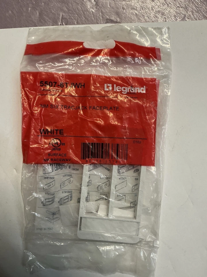 NEW LEGRAND WIREMOLD 5507-6TJWH NM  SIX TRACKJACK FACEPLATE WHITE — 第 1/1 张图片
