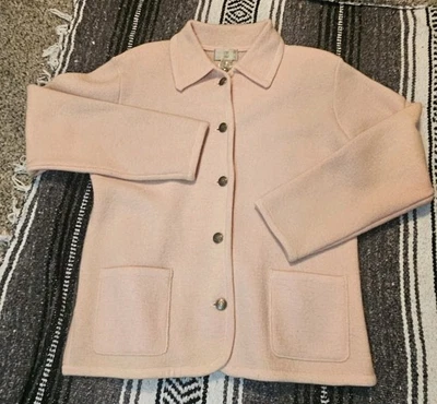 NORDSTROM женщин свитер куртка MED розовый 100% шерсти декоративные кнопки карманы - Изображение 1 из 4