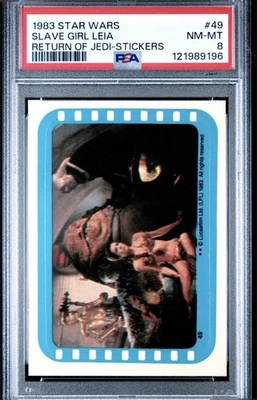 1983 STAR WARS RETURN OF THE JEDI STICKERS #49 SLAVE GIRL LEIA PSA 8 Rare Beauty - Image 1 of 2