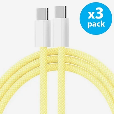 Holiday Hot Deals 3-Pack 3ft USB-C to C Fast Charge Data Cable Yellow Xmas Gift - Image 1 of 4