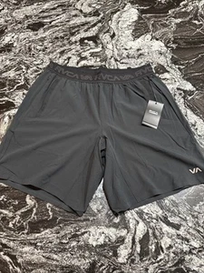 "Pantalones cortos deportivos RVCA Yogger Plus elásticos de 18"" negros para hombre talla M nuevos con etiquetas $76" - Imagen 1 de 12