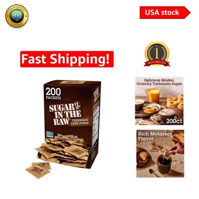 Pacote com 200 açúcar de cana turbinado – totalmente natural, perfeito para suas bebidas - Imagem 1 de 4
