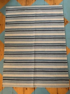 Laura Ashley Rug - Nautical Blue & White Rope Effect 100% Cotton - Timeless - Picture 1 of 10