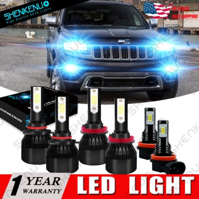 For Jeep Grand Cherokee 2014-2018 8000K COB Hi/Low Beam LED Headlight +Fog Light - Image 1 of 4