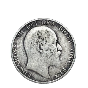 1904 Great Britain One Shilling King Edward VII  0.925 Silver Coin KM #800 - Picture 1 of 2