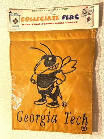 GEORGIA TECH YELLOW JACKETS 12"X16” GARDEN FLAG Reversed Image on Back Brand New Cover