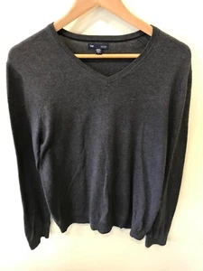 Gap dark grey V-Neck Cotton Pullover Jumper Size M pima cotton - Picture 1 of 7