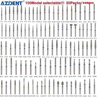 100pcs AZDENT Dental Diamond Burs Friction Grip FG Bur For High Speed Handpiece - Image 1 of 4