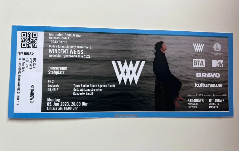 Wincent Weiss - 1 Konzertticket - 5.6.2023 - Berlin - Unterrang - Bild 1 von 1