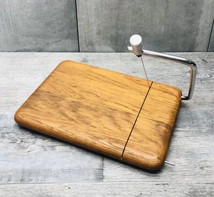 Vintage Danish Modern Good Wood Genuine Teak Wire Cheese Cutter Slicer & Board - Picture 1 of 4