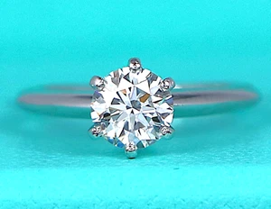 $16,700 Tiffany & Co Platinum 1.01ct H VVS2 Round Diamond Engagement Ring 5.75 - Picture 1 of 11