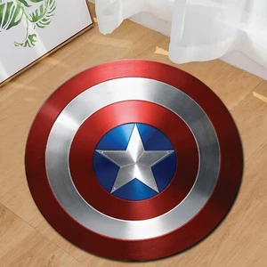 Captain Shield Round Rug - Superhero Themed Carpet for Kids & Marvel Fans - Picture 1 of 9
