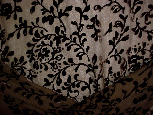 1Y Kravet 9583 Chocolate Sheer French Embossed Silk Velvet  Upholstery Fabric - Image 1 of 4