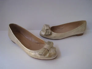 NANETTE LEPORE GOLD METALLIC LEATHER BALLET FLATS SIZE US 8 HOT MADE IN ITALY - Picture 1 of 9