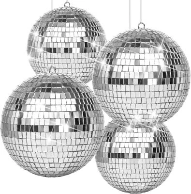 4/6/8/10/12" Mirror Glass Disco Ball DJ Home Party Club Stage Shiny Light Effect - Image 1 of 4