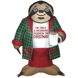 6' Tall Sloth Wearing Robe Inflatable LED Light Outdoor Lawn Christmas Decor - Picture 1 of 3