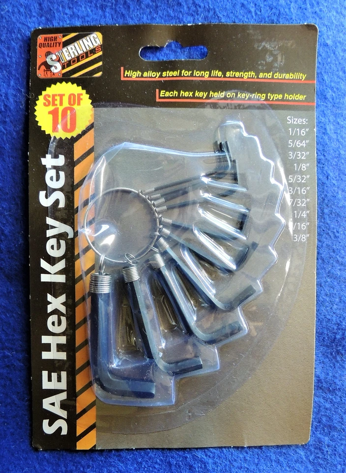 10pc SAE Hex Key Set w/ Ring Holder Durable High Alloy Steel Sterling Tools NIP - Image 1 of 1