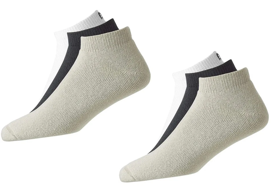RARO (6) PAR NUEVOS Calcetines de Golf FootJoy Para Hombres ComfortSof DEPORTIVOS, BLANCOS/NEGROS/MADERA A LA DERIVA Foto 1 de 1