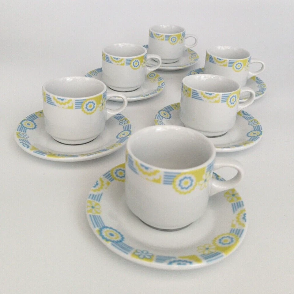 Lotto x24 Tazzine Caffè Iride Persone Con Piattino Impilabile Porcellana - Immagine 1 di 4