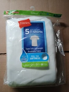 Hanes Boys' 5pk Moisture Wicking Crew Neck Short Sleeve T-Shirts White L (14/16) - Picture 1 of 3