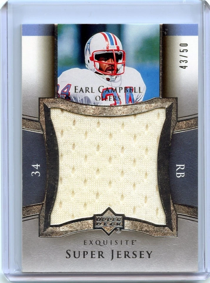 Earl Campbell 2005 Upper Deck Exquisite SILVER SUPER JERSEY JUMBO /50 💎 Oilers - Image 1 of 1