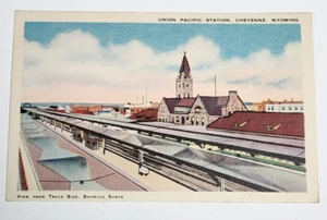 Union Pacific Station, Cheyenne, Wyoming View From Track Side Antique Postcard - Picture 1 of 2