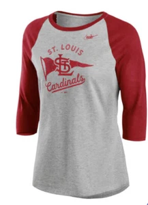 Women Saint Louis Cardinals Nike Gray Tri-Blend Cooperstown Pennant Large New - Picture 1 of 3