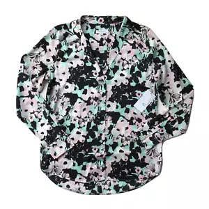 NWT Equipment Adalyn in Mint Frost Floral Print V-neck Button Down Shirt M $280 - Picture 1 of 7