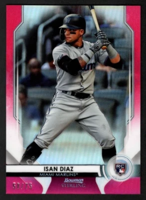 Isan Diaz 2020 Bowman Sterling Magenta Refractor Rookie RC 58/75 Miami Marlins - Image 1 of 2