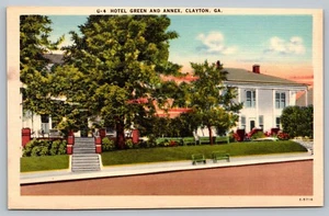 Postkarte Hotel Green und Nebengebäude Clayton Georgia GA Leinen - Bild 1 von 2