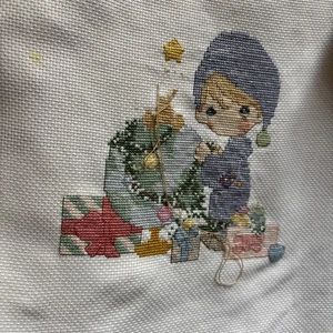 Precious Moments Counted Cross Stitch - Almost Completed World Trimmed With Joy - Picture 1 of 4