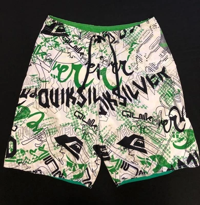 OG Quiksilver Board Shorts + NEO FLY KELLY GREEN SLATER ERA EUC TRUE SIZE 34 - Image 1 of 4